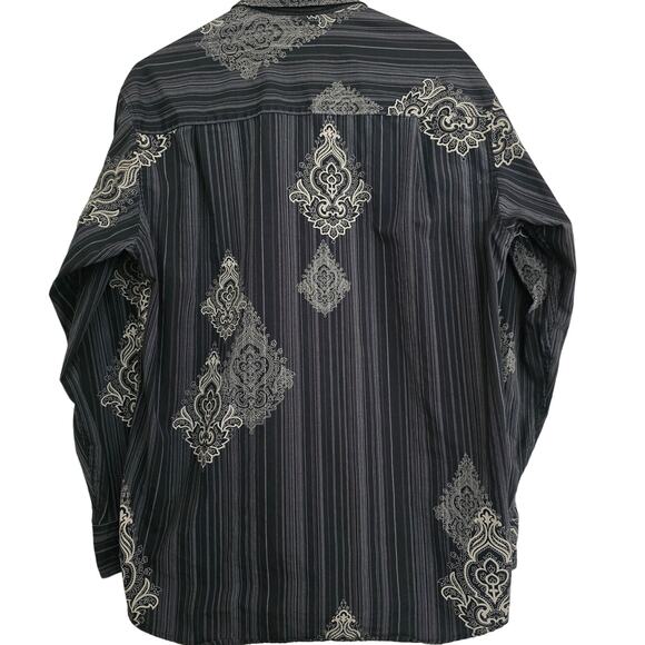 Men's Crazy Horse Long Sleeve Button Down Stripes & Design Dress Shirt Size M - Picture 4 of 12